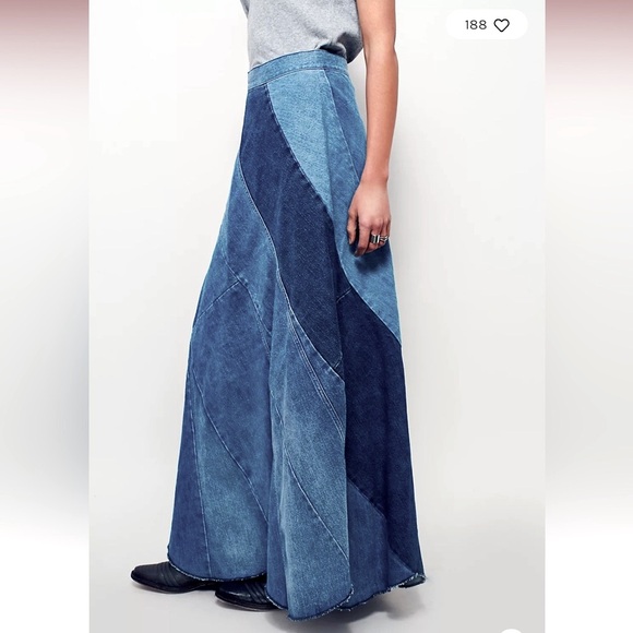 FREE PEOPLE Still Into You Denim Maxi Skirt - Picture 3 of 11